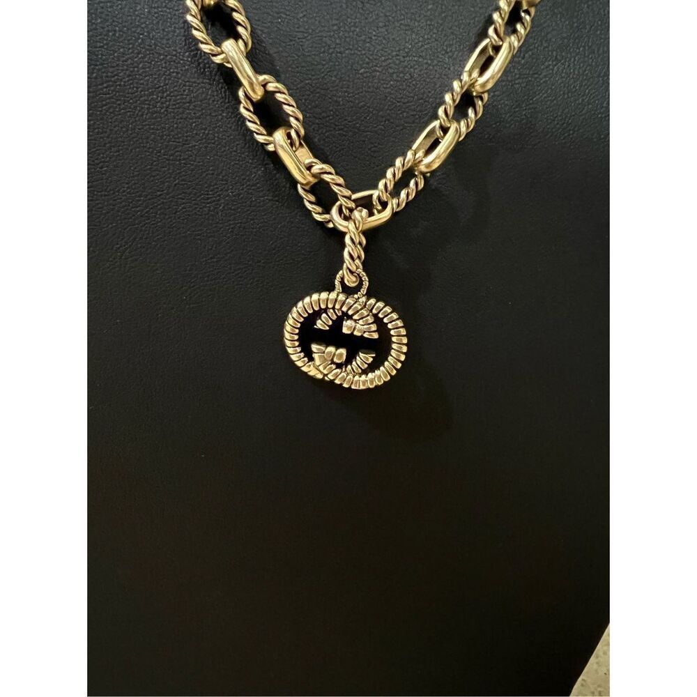 Gucci Gold-Tone Rope Chain Necklace with GG Pendant - Picture 3 of 8